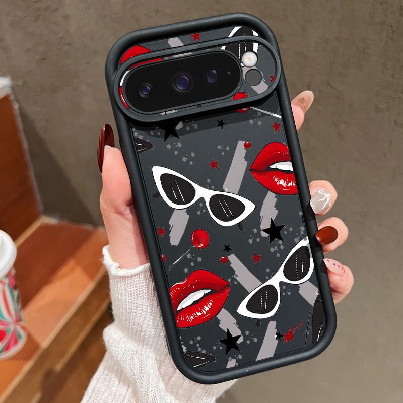 Red Lip Print TPU Phone Case For Google Pixel 10 8 7 Pro 8A 9A 7A Pixel 9 10 Pro XL Shockproof Soft Silicone Protector Cover