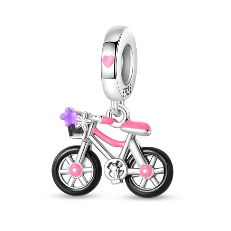 925 Sterling Silver Travel Series Camera Bicycle Tower Compass Bag Pendant Charm Fit 4mm Aperture Bracelet DIY Bead Jewelry Gift