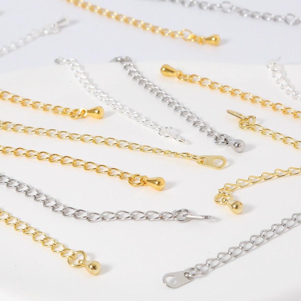 Браслет-ожерелье из меди с покрытием из 18-каратного золота, удлинительная цепочка с концевиком в форме капли и биркой - 5 см, аксессуар для самостоятельного изготовления ювелирных изделий