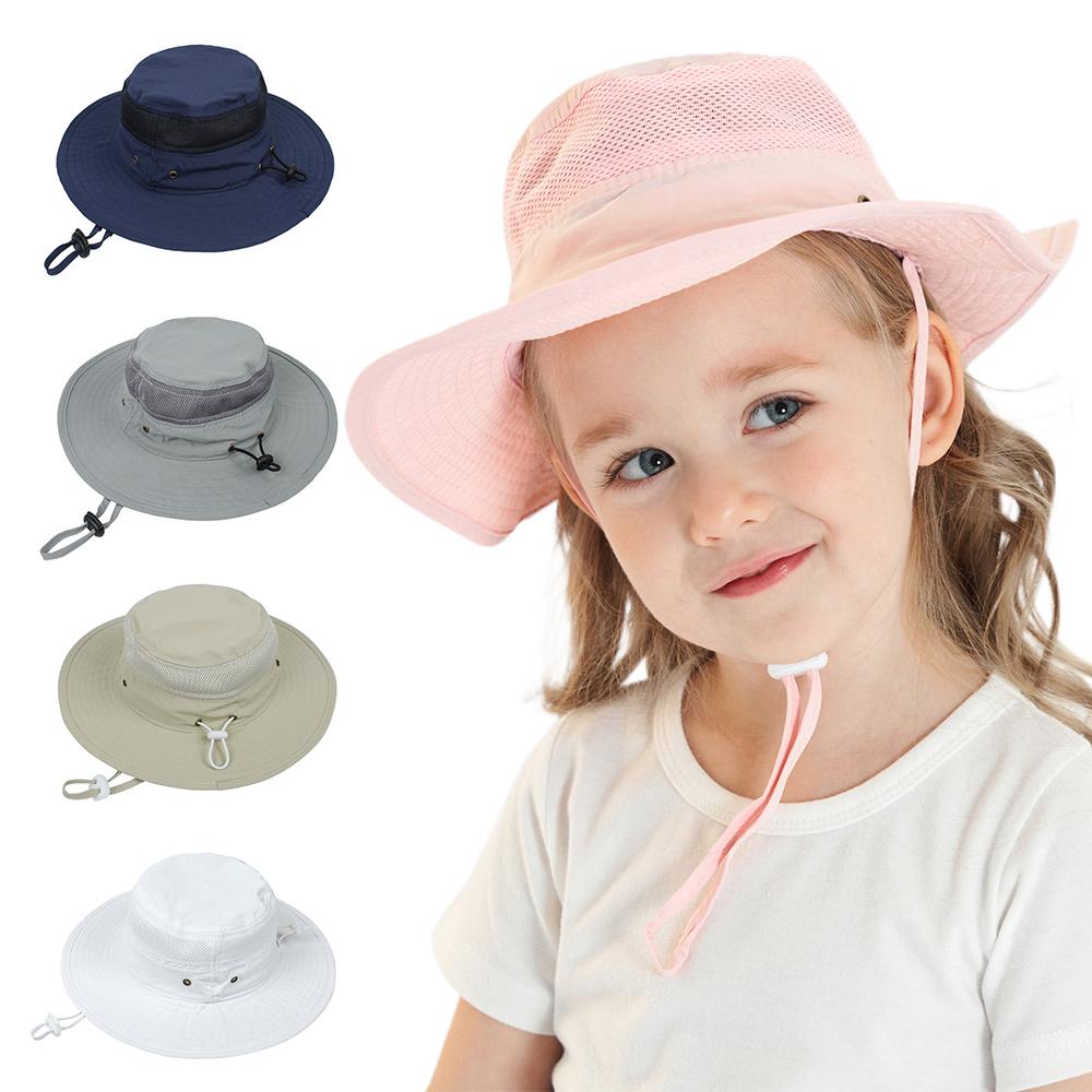 UV Protection Children's Mesh Bucket Hat Adjustable Beach Playing Hat for Boys & Girls