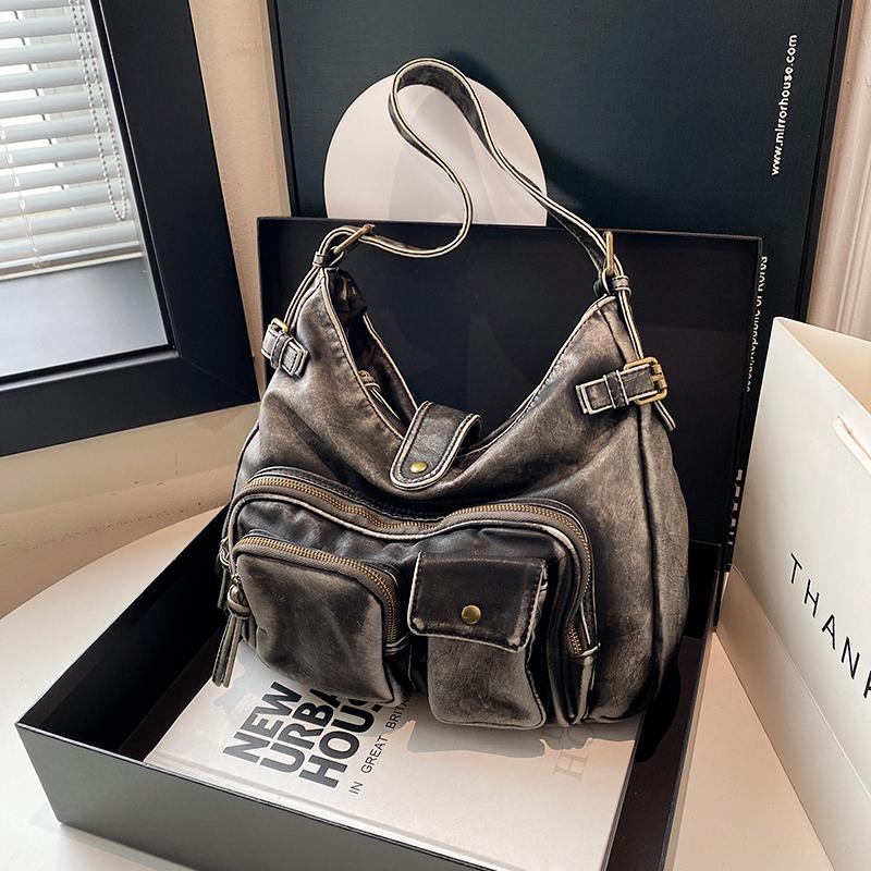 Женская модная выстиранная состаренная сумка-локомотив Spice Girl, многокарманная, в японском и корейском тренде, на плечо