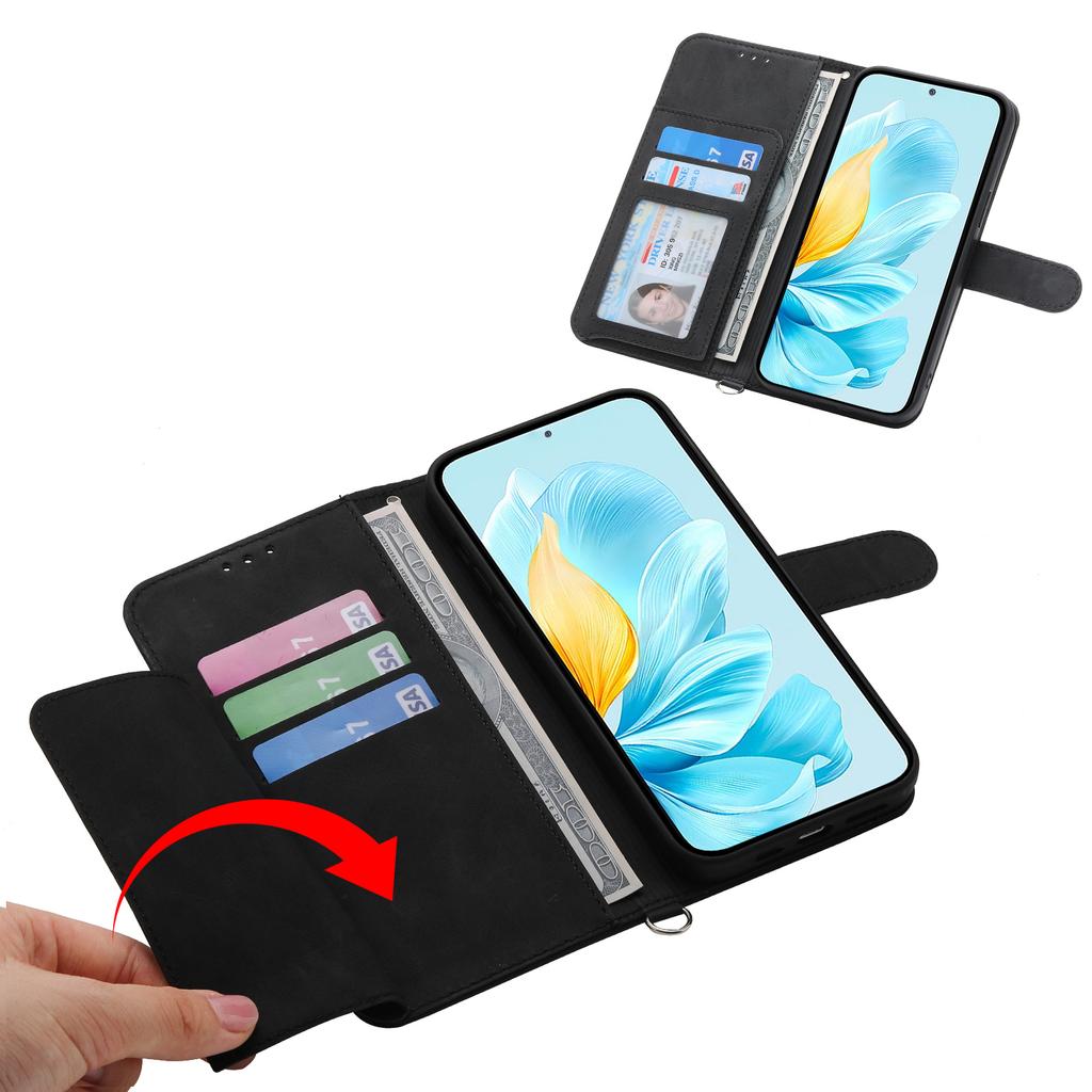 For Oppo Reno15 5G (Global) / Reno15c 5G (China) Wallet Case Flower Pattern PU Leather Phone Cover with Strap