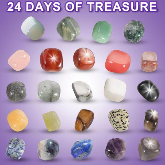 Gemstone Christmas Advent Calendar 24 Days Christmas Stone Countdown Calendar Christmas Countdown Rock