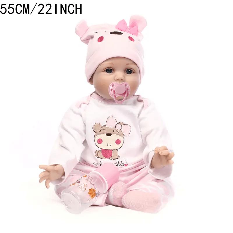 BZDOLL 55 СМ 22 Дюйма Мягкий Винил Реборн Девочка Кукла Игрушка Реалистичная Как Настоящая Бебе Принцесса Малышка Наряжать Кукла