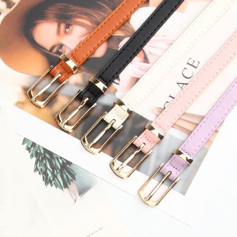 1Pcs 2.4X104Cm Women Belts Pu Leather Simple Metal Buckle Belt Girls Dress Jean Pants Waistband Belts For Lady Luxury Designer Brand