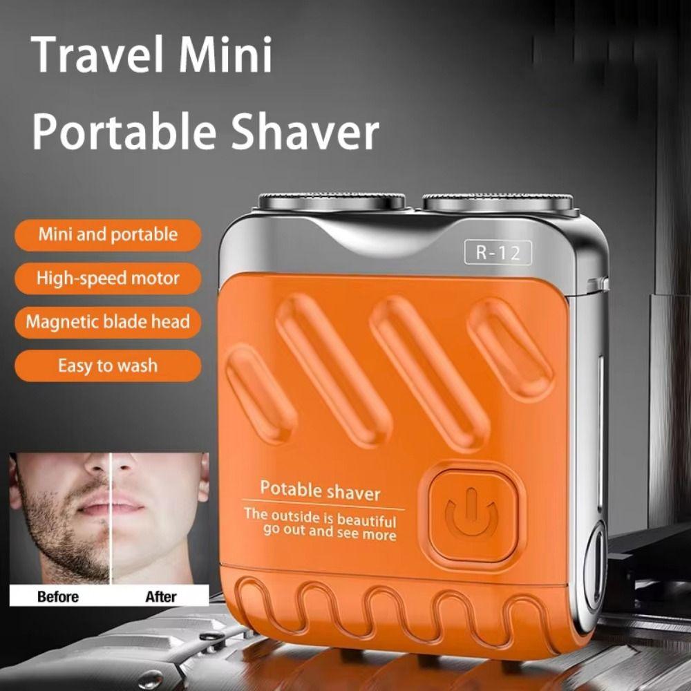 Magnetic Men's Electric Shaver Double Head Face Hair Remover Tool Pocket Size Beard Trimmer Home