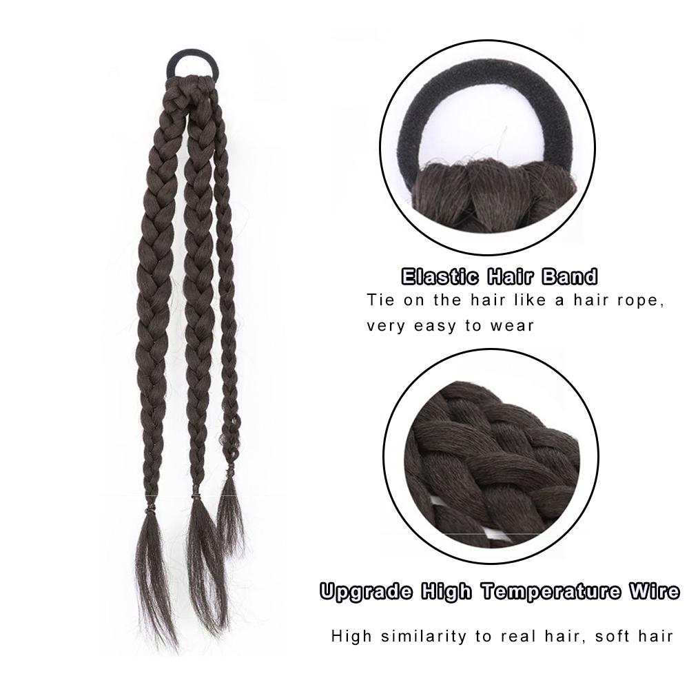 Bybrana Синтетическая резинка для хвоста, плетеная коса из жареного теста, наращивание волос, черные, коричневые женские различные стили
