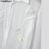 INCERUN Men Long Sleeve Patchwork Mesh See Through Party Club Shirts Tops