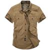 Summer Fashion Cotton Casual Shirts Men Loose Shirts Short Sleeve Turn-down Collar Military Style Male Tops