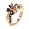 Kinel Black Zircon Elegant Rose Gold Color Rings For Women