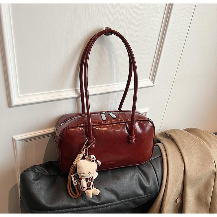 IELGY Korean Style Portable Bowling Bag One Shoulder All-Match Niche Retro Large-Capacity Tote Bag