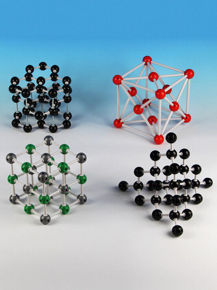 Crystal Model Set: Zinc Sulfide, Boron Nitride, Graphite, CO2 Ice, Silicon Carbide