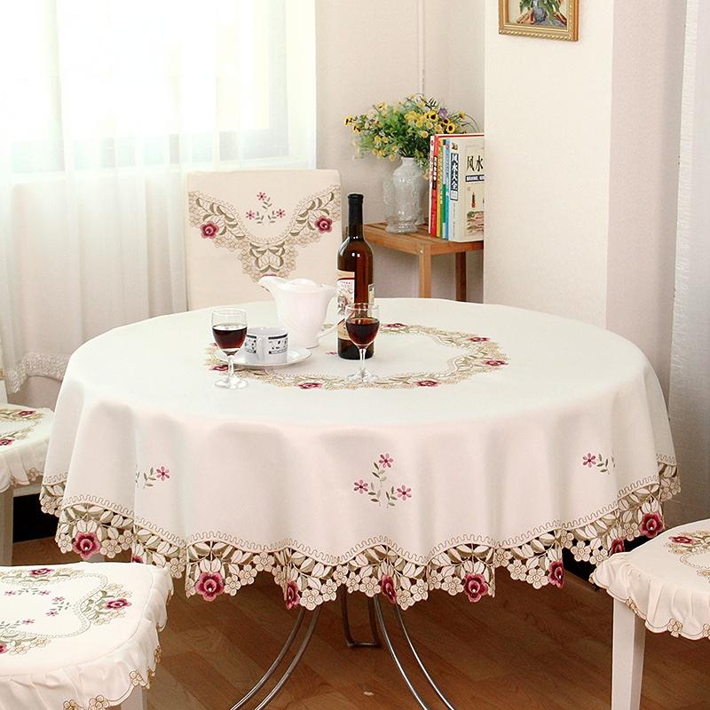 Round Table Cloth Europe Pastoral Embroidered Tablecloth Hotel Dining Table Cover Carbinet Cover Wedding Decoration House Towel