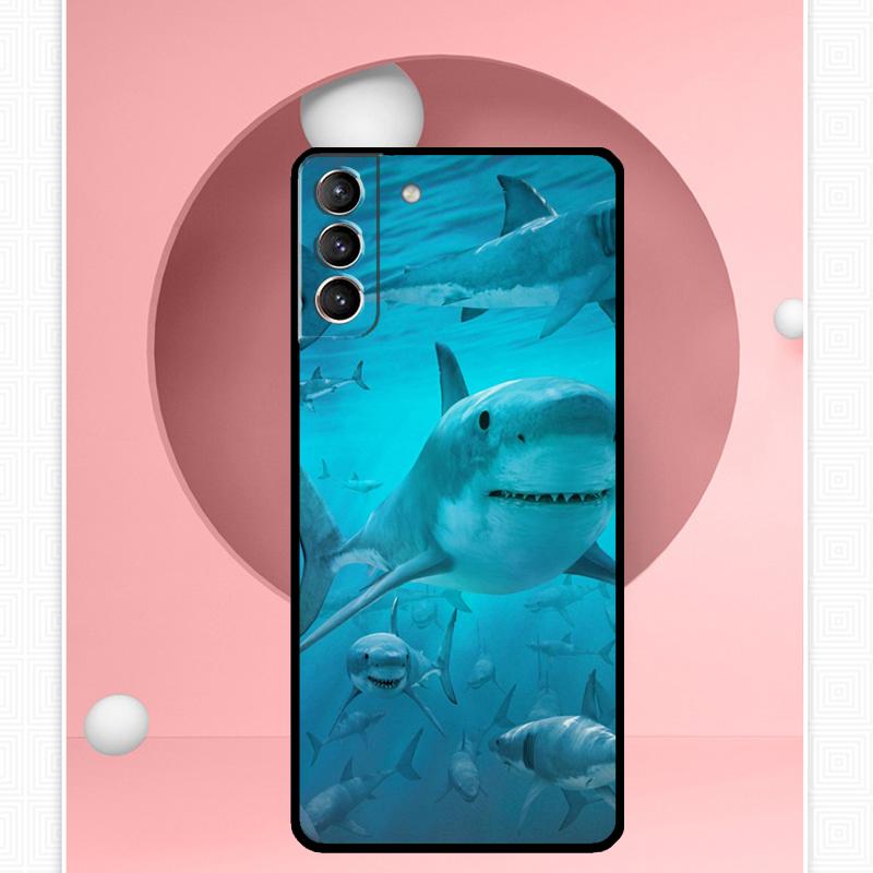 Shark Ocean Fish Case For Samsung Galaxy S24 S23 Ultra S22 S20 FE S21 FE Note 10 20 S8 S9 S10 Plus Cover