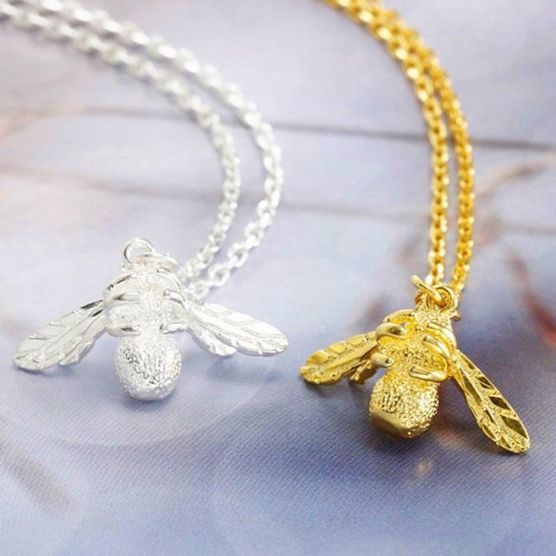 High Quality Hip Hop Fashion Simple Design Copper Golden Bee Women's Pendant Necklace for Commuter Accessories