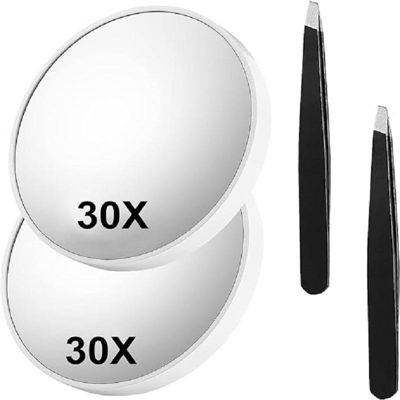 Портативное HD Зеркало для Путешествий с Увеличением 10X30X40 и Присоской - Ручное Зеркало для Макияжа и Удаления Черных Точек