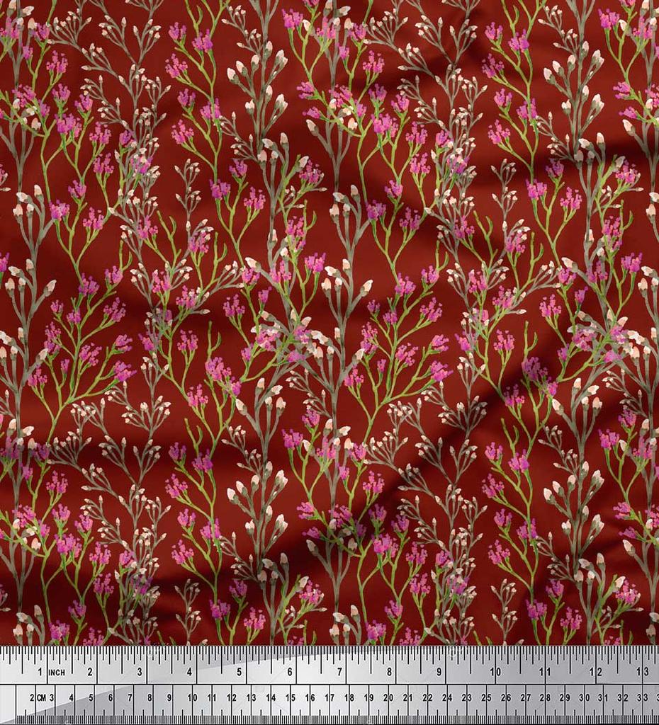 Soimoi Черная полиэстеровая креповая ткань с акварельным принтом «Цветы и бутоны» на метры 42 дюйма