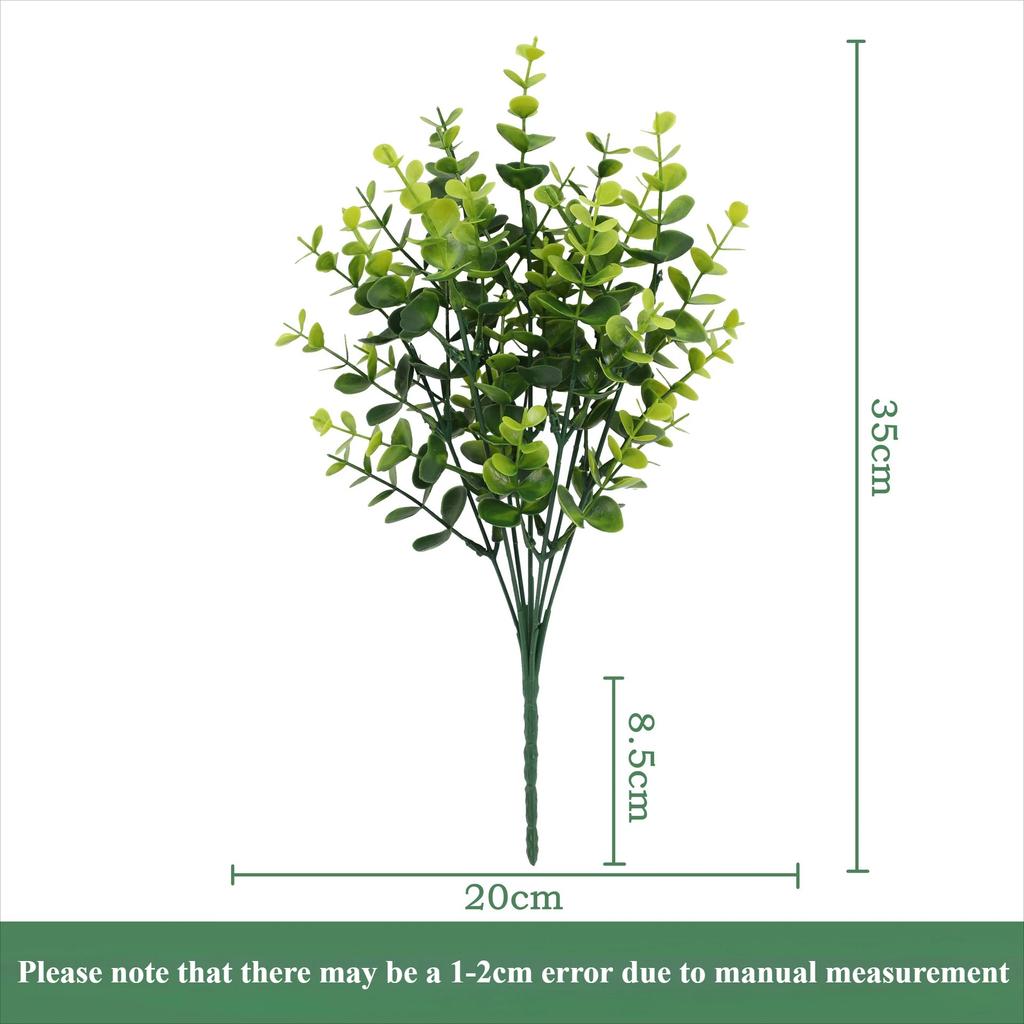 Outdoor Artificial Plants Eucalyptus Branches UV Resistant Faux Leaves Faux Shrubs Indoor Decor Garden Potted Porch Fence Decor