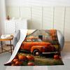 GUOYU Blanket Fall Pumpkin Harvest Fleece Flannel BlanketRustic Maple Autumn Leaves Bed Plush Blanket for Rustic Home DecorHarvest Patchwork