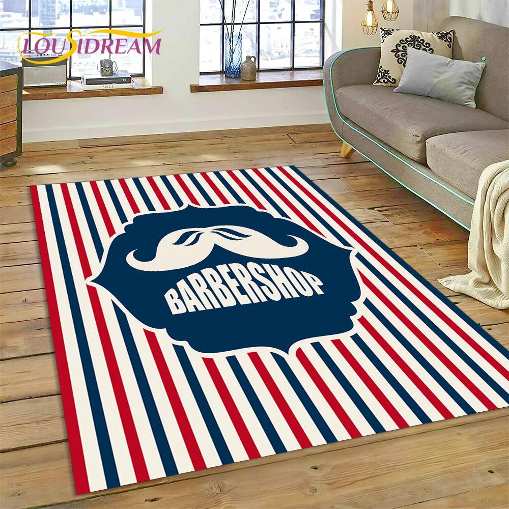 Модный логотип парикмахерской Череп Винтажный ковер-циновка для спальни, гостиной, дома, украшение для дивана, большой игровой коврик для ребенка