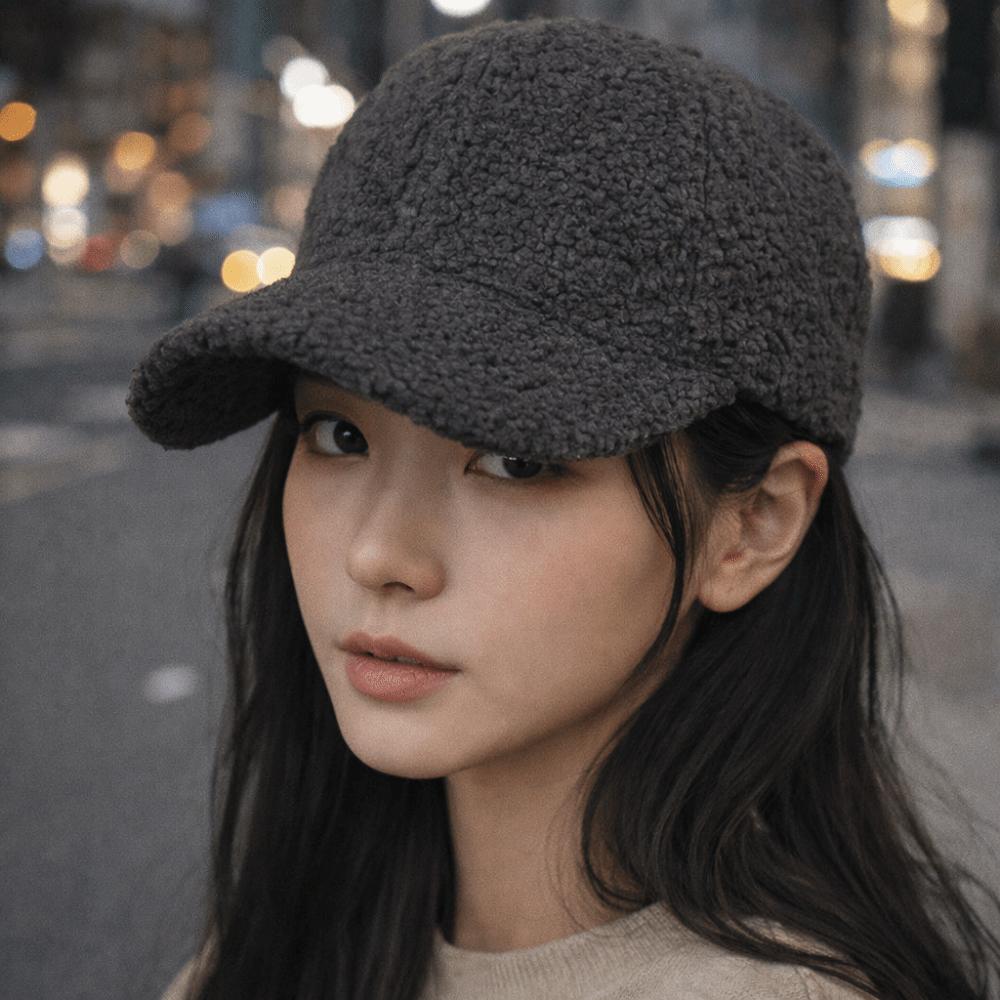 Fuzzy Plush Snapback Velvet Winter Peaked Cap Fashion Lamb Wool Baseball Cap Women