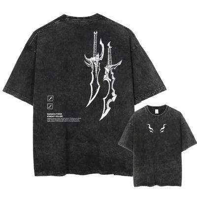 Винтажная футболка Харадзюку Уличная одежда Японское аниме Графический принт Выстиранная Футболка с коротким рукавом Оверсайз Мужские футболки Топ Унисекс