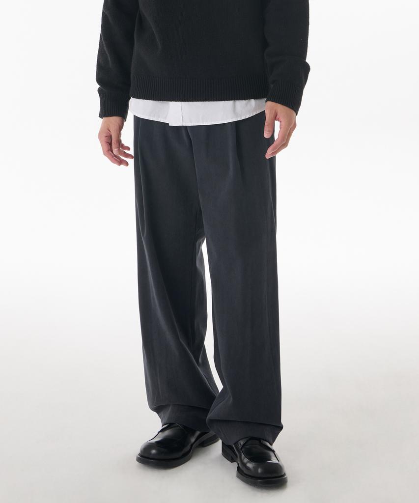 MUSINSA STANDARD 14W Corduroy One-Pleat Wide Elastic Pants [Iron Gray]