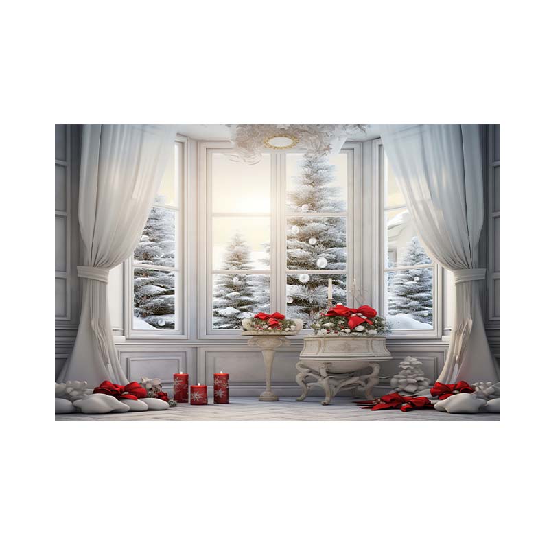 Indoor Sill Window Winter Snow Scene Children Shooting Background Cloth Background Wall Decoration Photo Cloth