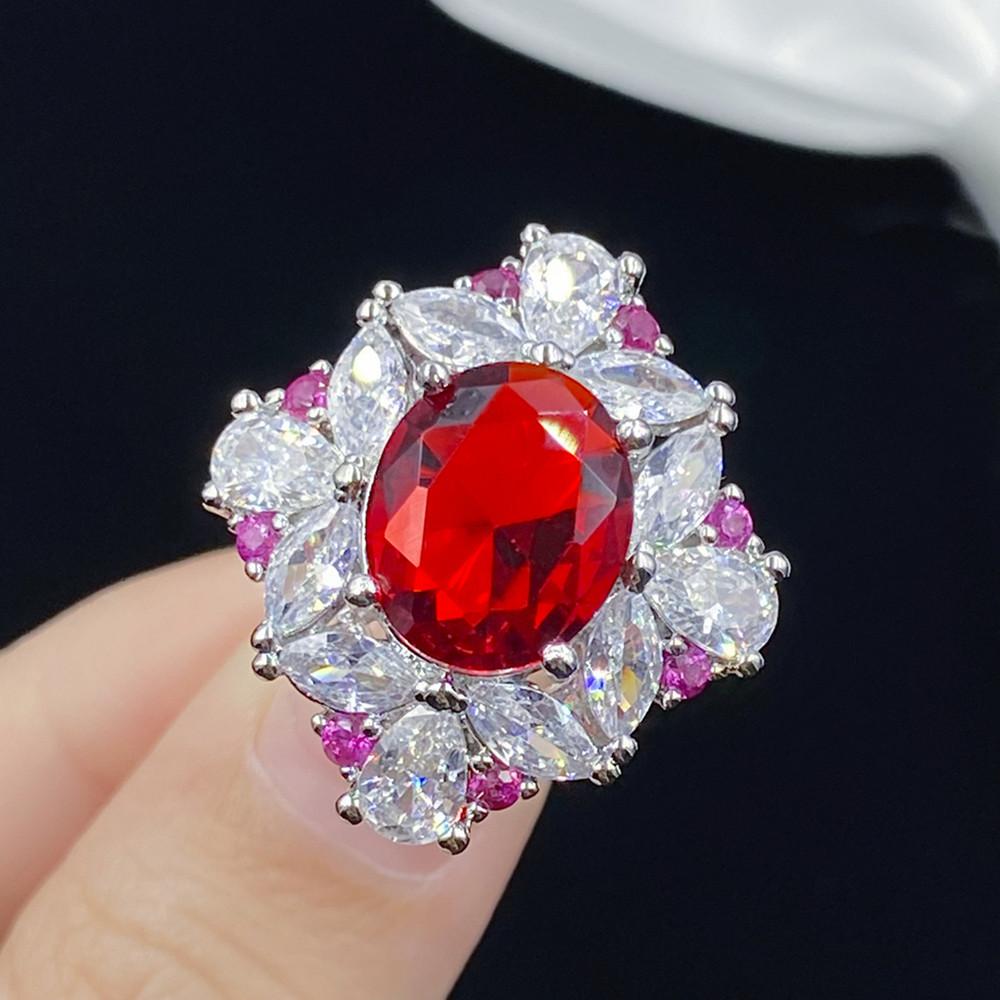 Роскошные красные кристаллы рубиновые драгоценные камни бриллианты ювелирные наборы для женщин белое золото серебро свадебные аксессуары для вечеринки