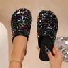 Foreign Trade Color Sequined Bag Head Half Slippers Women's Summer Wear 2025 New Flat-bottomed Large-size Lazy Cool Slippers