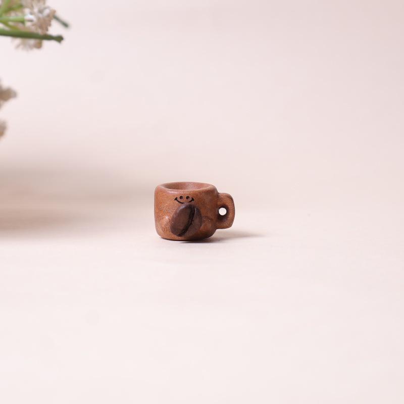 Подвески-бусины из персикового дерева с животными: Креативные DIY украшения из кофейных зерен с изображениями медведя, котенка, собаки и свиньи.