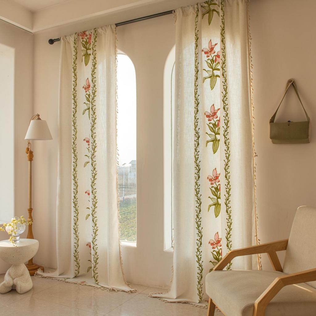 European Classical Floral Blackout Sheer Curtains for Balcony, Living Room, Bedroom, Bay Window