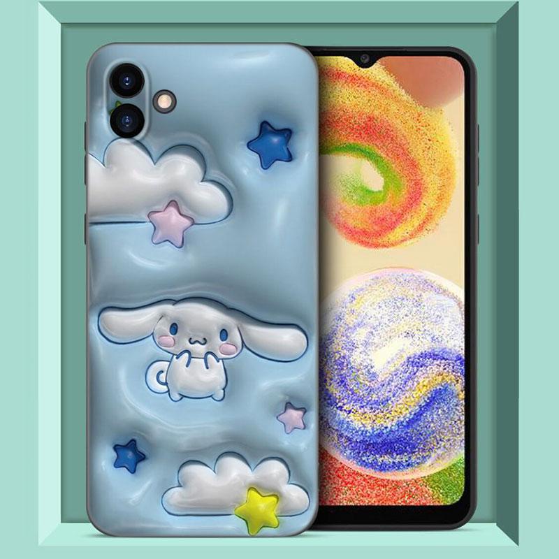 Kawaii Cinnamoroll черный силиконовый чехол для телефона Samsung Galaxy A01 A03 Core A04 E A02 A05 A10 A20 A21 A30 A50 S A6 A8 Plus A7
