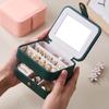 Portable Jewelry Storage Box With Mirror Travel Organizer Jewelry Case Leather Storage Earrings Necklace Ring Jewelry Organizer