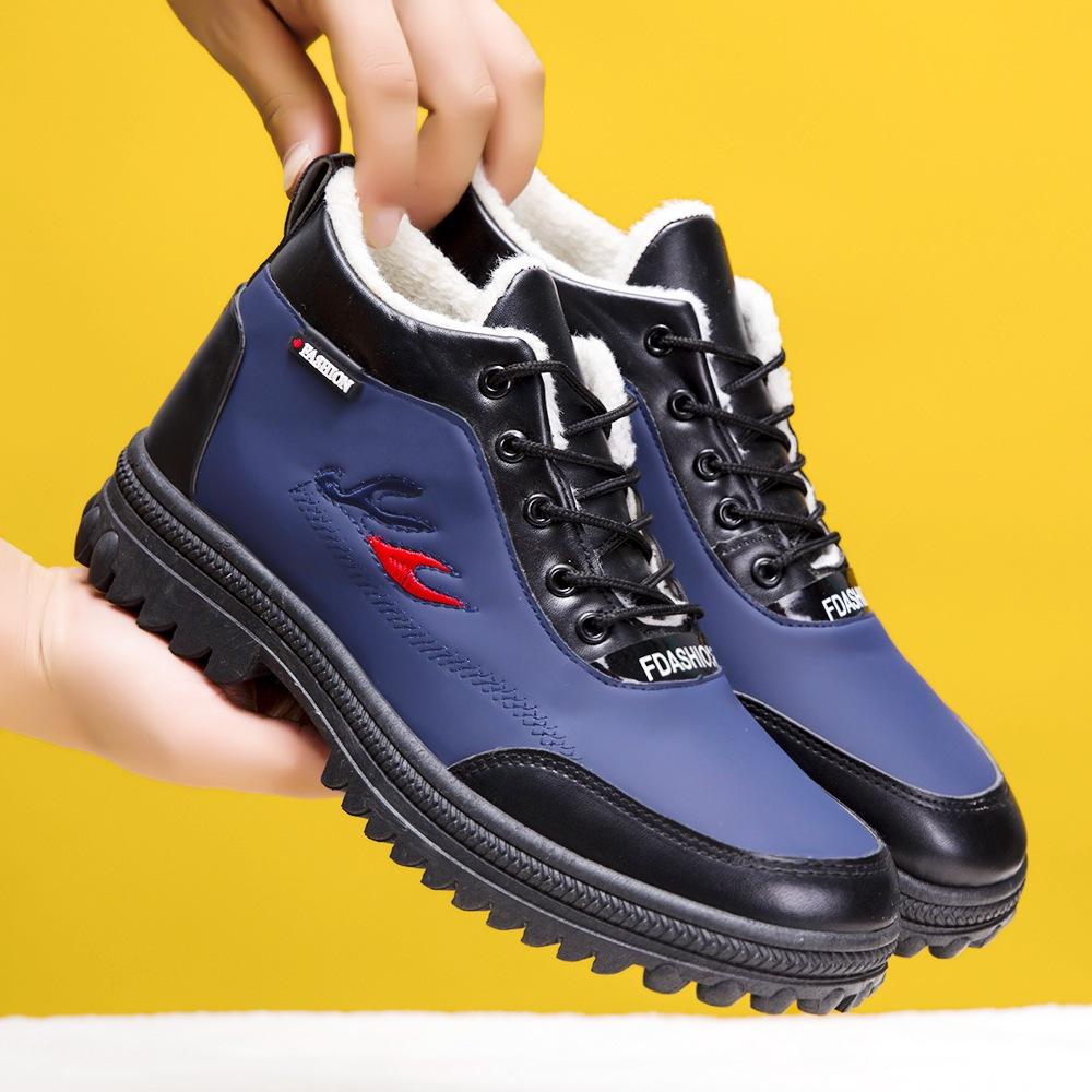 Высокие зимние ботинки мужские зимние бархатные утолщенные теплые хлопковые туфли корейской версии модная повседневная обувь для активного отдыха мужская обувь