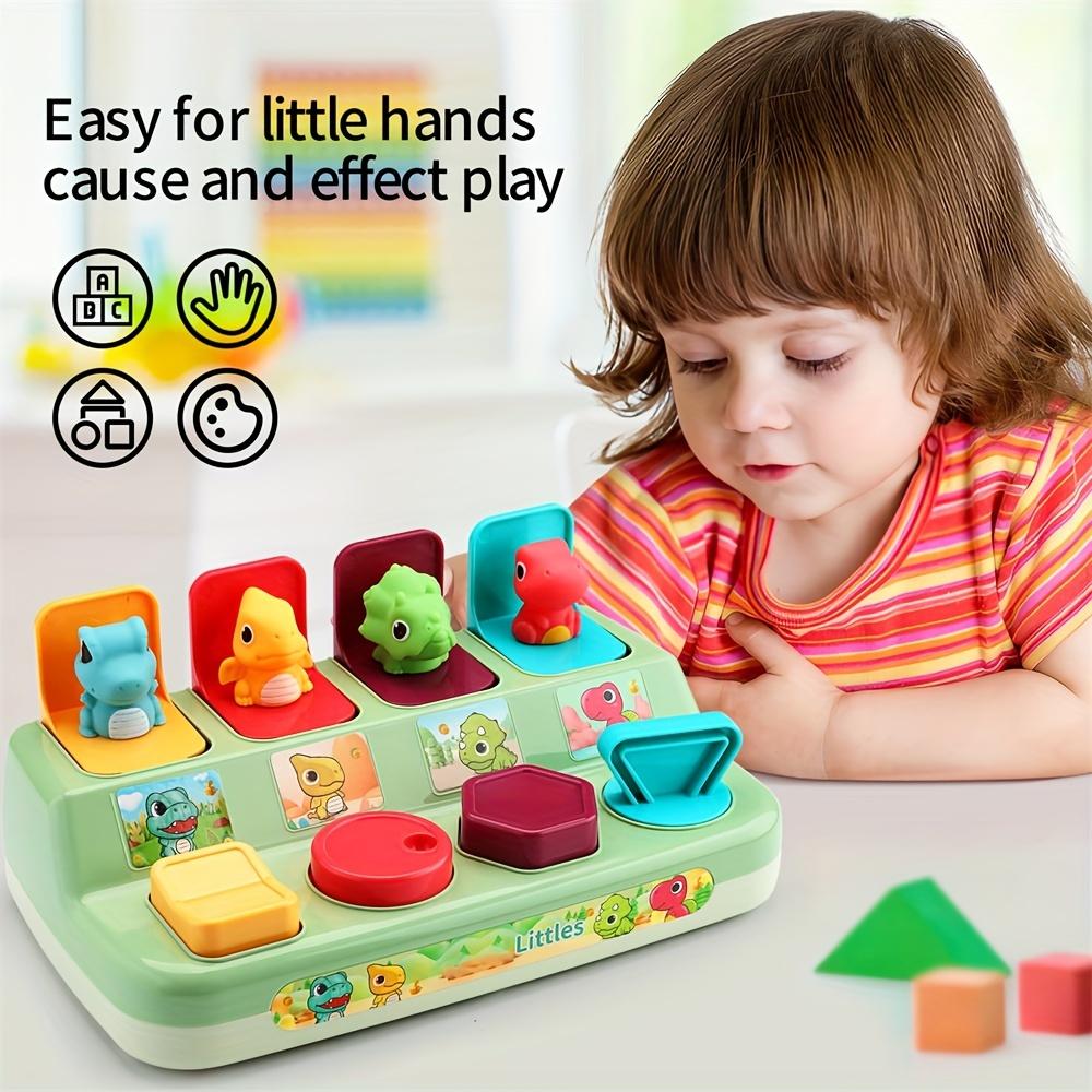 Interactive Pop-Up Animals Toy with Dinosaur Surprise, Cause and Effect Game for Color Sorting, Christmas Birthday Gift