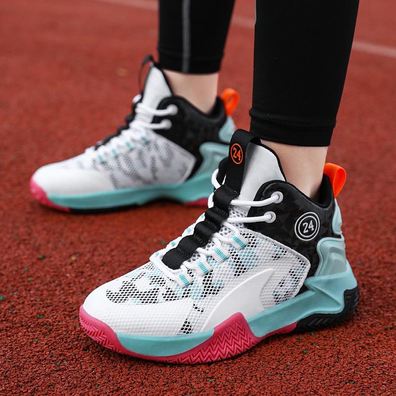 Children's Basketball Shoes Boys High Top Breathable Anti-slip Wear Cushioned Shock Student Training Actual Combat Sports Shoes