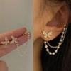 Butterfly Pearl Tassel Chain Earrings -   Ear Clips, Ear Bone Cuff with Dainty Pearl Accents, All-Season Sexy Cute Ear Jewelry