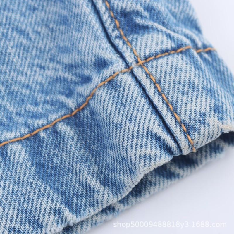 Womens Fashion Casual Adjustable Waist Denim Jumpsuit Blue Street Style Long Pants