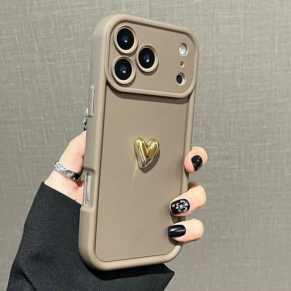 3D Золотое Сердце Любви Матовый Чехол для Samsung Galaxy A06 A16 A26 A36 A56 A55 A35 A25 A15 A05S A04S A52S 4G 5G Силиконовый Чехол