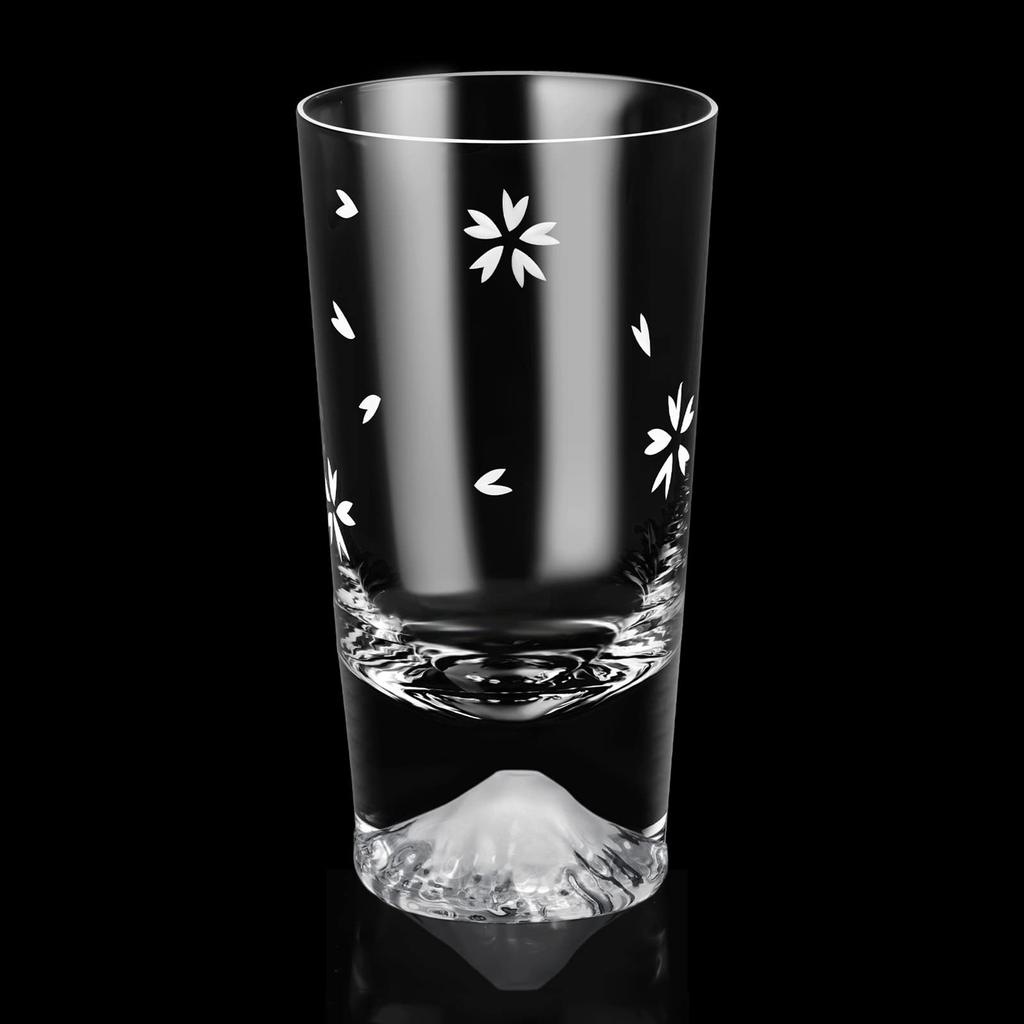 Fuji Glass Sakura Kiriko Tumbler Pair Set 240cc Easy To Hold Luxury Artisan Handmade Paulownia Box Rocks Glass Beer Highball Glass Stylish Celebration