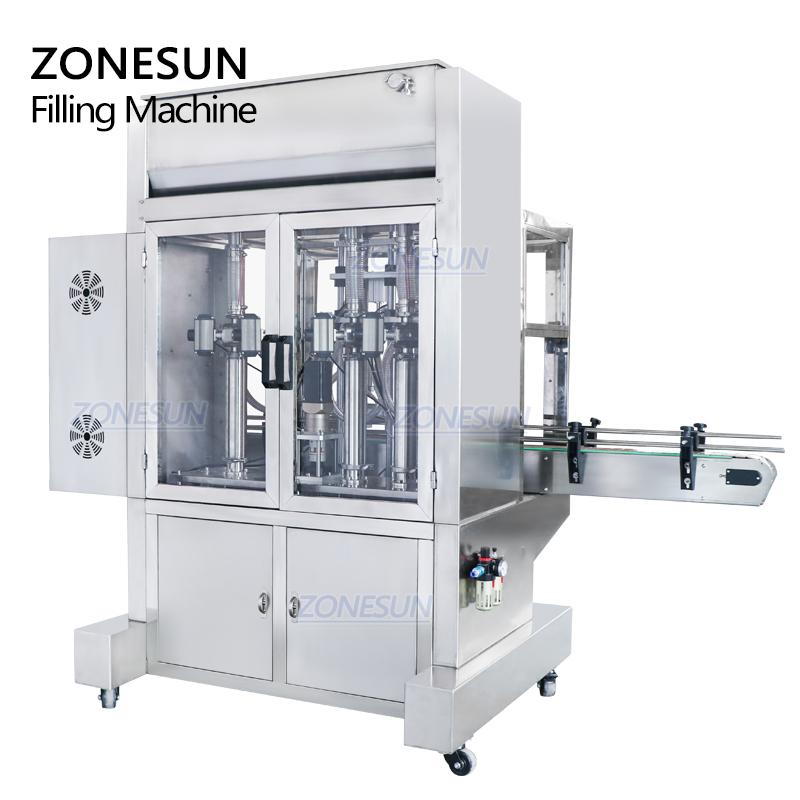 ZONESUN ZS-SV4G Automatic Paste Honey Cream Quantitative filler Machine Servo Motor Liquid Water Bottle Filler Four Nozzles
