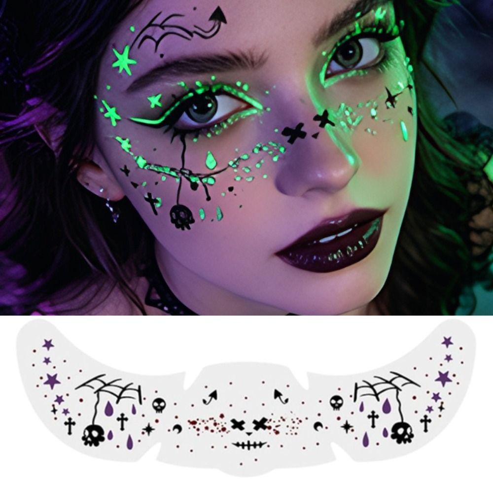 Water Transfer Printing Face Sticker Freckles Luminous Halloween Makeup Sticker Festival