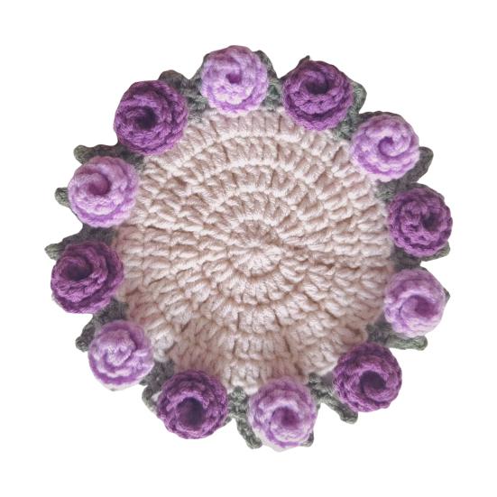 Подставка под стакан с розой ручной работы, вязаная крючком, цветочный букет, вязаные подставки, цветочный коврик для чашки, букет, подарок, декор для журнального столика