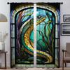 Modern Living Room Curtains for Camera Stained Glass Sealife Blackout Curtain Tulle for Bedroom Halloween Decoration Shades Home