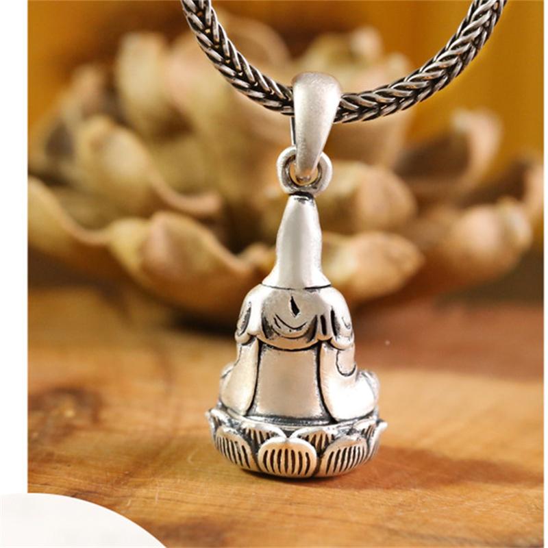 Ожерелье с подвеской Авалокитешвара для мужчин, ювелирные изделия, ожерелье из стерлингового серебра 925 пробы, может быть открыто, Бодхисаттва с буддийскими Писаниями