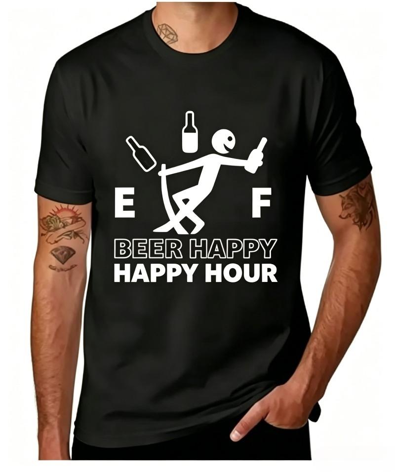 Summer Casual Beer Tshirt Print Unisex Short Sleeve Round Neck Unisex Unisex Holiday Tops