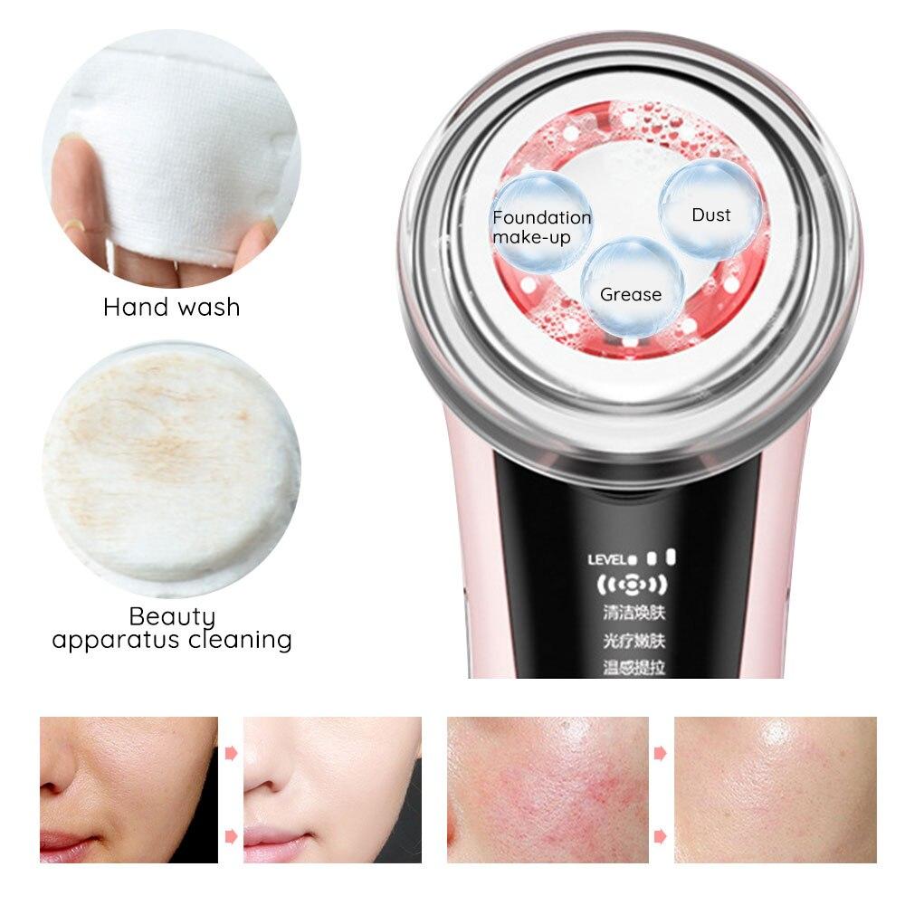 EMS Facial Massager LED Light Therapy Sonic Vibration Wrinkle Removal Skin Tightening Warm Cool Treatment Skin Care Beauty Device