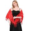 Womens Triangle Poncho Multiple Colors Sheer Tassels Scarf Lace Wedding Party Accessories