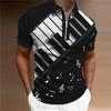 Men's Shirt Polo Casual Zip Short Sleeve Fashion Casual Zipper Summer Spring Regular Fit 3D Black Electronic Keyboard Print Shirt